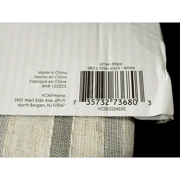 Set of 2 - Panel Pair Linen Stripe Curtains 38"x106" Each-White - Picture 5 of 5